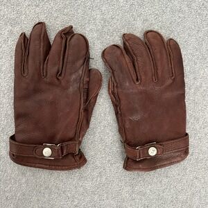 Willis & Geiger Mens Brown Leather Gloves Plaid Lined Insulated Large L Strap